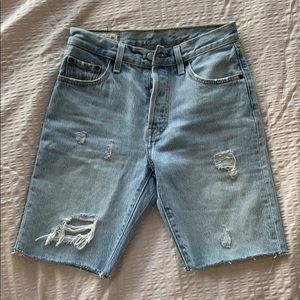 Levi’s 501 Mid-Thigh Distressed Denim Shorts